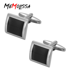 MeMolissa Classic Luxury Custom Silvery Black Enamel Square Cufflinks For Men Women Simple Style Business Shirt Cuff Button 2024 - buy cheap