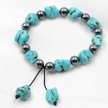 Charms Tassels Bangle Bracelet for Women Irregular Turquoises Hematite Stone Beads Strand Bracelets Wristband Jewelry 7.5" A634 2024 - buy cheap