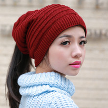 Women's Hat Tail Caps Winter Hat for Women Warm Wool Knitted Hats Autumn Fashionable Hats thick and Warm Hats Soft Knitted Bean 2024 - buy cheap