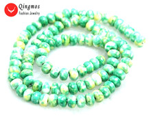 Qingmos 4*6mm Green Rondelle Agates Natural Stone Beads for Jewelry Making DIY Necklace Bracelet Earring 15'' Free Shipping 683 2024 - buy cheap