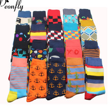 Peonfly meias masculinas xadrez listradas, meias com 26 cores de algodão penteado para homens 2024 - compre barato