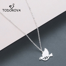 Todorova Peace Dove Bird Pendant Necklace Stainless Steel Jewelry Long Necklace Olive Branch Leaf Necklace Women Accessories 2024 - buy cheap