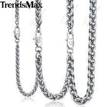 Мужская плетеная цепочка Trendsmax, цепочка из нержавеющей стали серебристого цвета, 3-10 мм, KKNM158 2024 - купить недорого