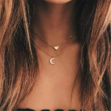 Trendy Vintage Heart With Moon Multi-layer Necklace For Women Crystal Statement Necklaces & Pendants Choker Jewelry New 2024 - buy cheap