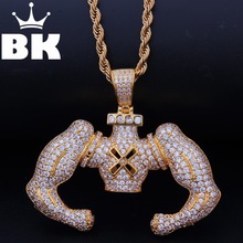 THE BLING KING Custom Hercules Necklace Hip Hop Full Iced Out Cubic Zirconia gold sliver CZ Stone 2024 - buy cheap
