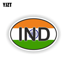 YJZT 13.9CM*9.3CM Car Styling  INDIA COUNTRY CODE Flag Helmet Decal Car Sticker 6-2237 2024 - buy cheap