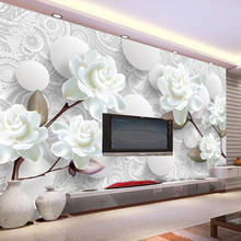 Papel de parede mural personalizado estilo europeu 3d estéreo alívio flor bola círculo tv decoração de parede sala de estar 2024 - compre barato