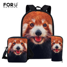 FORUDESIGNS Red Lesser Panda School Bags Set for Teenagers School Backpack Children Large School Backpack Kids Book Bags Mochila 2024 - buy cheap