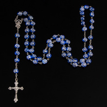 2021 Catholic Gift Christ Jesus Cross Rosary Necklace Long Chain Prayer Mary Jewelry Gift 2024 - buy cheap