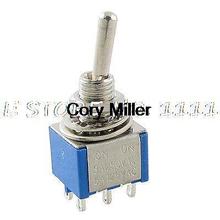 AC 5A/125V 3A/250V 6 Pin DPDT On-On Latching Miniature Toggle Switch Blue 2024 - buy cheap