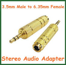 5 pcs Tom Ouro 3.5mm Macho para 6.35mm Feminino de Áudio Estéreo Conversor Adaptador Jack Conector 2024 - compre barato