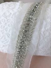 Hot New Silver Beaded Lace Trim, 5cm Pearl Lace Trim On Mesh, Rhinestone Chain Trim For Bridal Sash, Costume Design 2024 - buy cheap