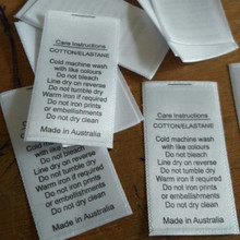 5000 pçs feito em austrália fita de cetim etiqueta de lavagem etiqueta de cuidado branco algodão/elastano escritas 2024 - compre barato