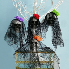 Colgante negro con diseño de calavera y fantasma para decoración de Halloween, malla colgante con flor para decoración de hogar, Bar, fiesta, Casa Encantada, 1 unidad 2024 - compra barato