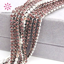 Free shipping 5 yards Super bright encryption Light purple 2mm-4mm silver base rhinestones cup chain,diy clothing accessories 2024 - buy cheap