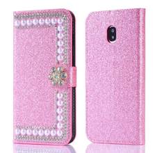 for Samsung galaxy J2 Pro J3 J4 J5 J6 Plus J7 J8 Glitter Diamond Pearl Flip Wallet Leather case Sparkle Stand Silk phone cover 2024 - buy cheap