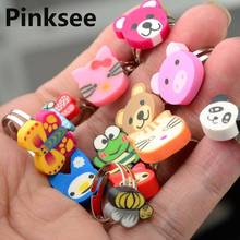 Wholesale 20pcs Mix Lots Bulk Polymer Clay Animal Face Rings For Kids Best Christmas Gift Children Rings Jewelry 2024 - buy cheap
