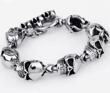 Pulseira gótica de aço inoxidável 316l, bracelete com corrente de caveira de motociclista, joia masculina de 9 polegadas 2024 - compre barato