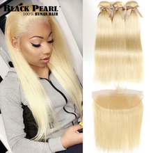 Black Pearl Honey Blonde Bundles With Frontal Closure Brazilian Straight Remy Human Hair Weave 613 Bundles With Frontal 2024 - buy cheap