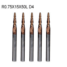 5pcs/lot R0.75*D4*15*50L*2F solid carbide 6mm Ball Nose Tapered End Mills router bits cnc taper wood metal milling cutter 2024 - buy cheap