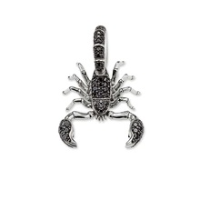 925 Sterling Silver Black Zirconia-pave Scorpions Pendants Fit Chains Necklaces, Most Fashion Pendant Jewelry Gift for Women Men 2024 - buy cheap