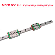 Guia de trilho linear mgn12, largura 12mm, comprimento 150 250 350 450 550 650 750mm, com 1 bloco de transporte mgn12c ou mgn12h 2024 - compre barato