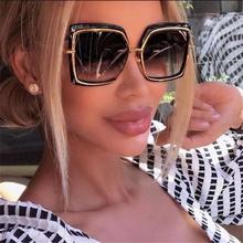 Square Frame Sunglasses Women Fashion Luxe Brand Shades Oversized Gold Black Pink Mirror Sun Glasses Female Points UV400 2024 - buy cheap