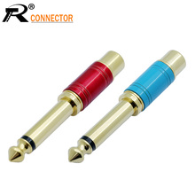 100pcs/50pairs RCA Jack Audio Connector 6.35mm Mono Plug to RCA Speaker Adapter with Luxury Quality Gold-plated Blue & Red 2024 - buy cheap