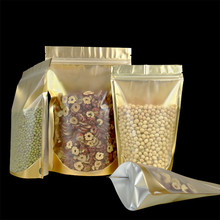 100pcs Gold Clear Stand Up Aluminum Foil Bag Zip Lock Self Seal Food Storage Packaging Bag Coffee Tea Snack Party Pouch Bags 2024 - buy cheap