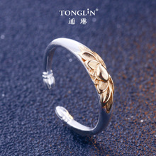 Женское кольцо из стерлингового серебра 925 пробы золотого цвета, ювелирное изделие в виде цветка лотоса, кольцо для женщин, ювелирные изделия, регулируемый размер 2024 - купить недорого