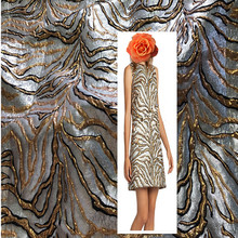 Жаккардовая парча в полоску, 1 метр, для шитья, окрашенная пряжа, Пестрая ткань, золотое, серебряное, металлическое платье, сделай сам 2024 - купить недорого
