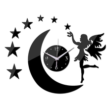 2020 promotion time-limited led Acrylic wall clock diy fashion mirror fairy moon stickers Modern home decor watch 2024 - buy cheap