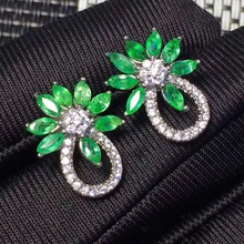 Created Emerald Earrings Stud Set Genuine 925 Sterling Silver Luxury Engagement Wedding 2024 - buy cheap