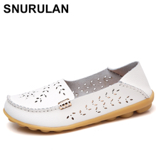 SNURULANWoman Fashion GenuineLeather Shoes Woman Loafers Slip-On Casual Flats Moccasins Ladies Shoe Cut-Outs Mother FootwearE413 2024 - buy cheap