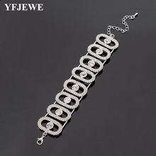 YFJEWE-pulsera de cristal de Miami para mujer, brazalete con diamantes de imitación, color dorado y plateado, rapero, joyería grande, B266 2024 - compra barato