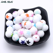 MHS.SUN Food grade chewable silicone beads 15mm star insert round silicone beads baby teething 50pcs mix color for DIY jewelry 2024 - buy cheap