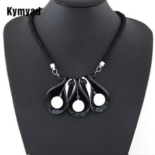 Kymyad-gargantilla coreana para mujer, collar llamativo, joyas de resina geométricas, colgantes de cuerno, collares de hojas, cadena de cuerda 2024 - compra barato
