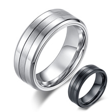 Мужское кольцо с матовым покрытием, черное/серебристое кольцо из нержавеющей стали, ювелирное изделие для мужчин 2024 - купить недорого