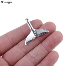 Nostalgia 5Pcs Whale Tail Charm Ocean Fish Pendant Jewelry With 5MM Large Hole For Bracelet Making 30*25MM 2024 - buy cheap