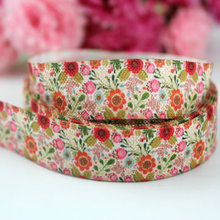 5/8'' 16mm flowers patterned webbing fold over elastic ribbon decorative tape textile 2024 - buy cheap