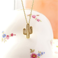 New trendy minimalist cute girls Charm Jewelry Desert Plant Cactus Pendant Necklace Best christmas gifts for women 2024 - buy cheap