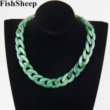 FishSheep-collar largo de cadena acrílica para mujer, gargantilla de eslabones multicolor de plástico Vintage, collares y colgantes 2024 - compra barato