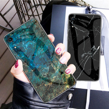 For Huawei Y6 Pro 2019 Case Luxury Marble Grain Hard Tempered Glass Protective Back Cover Case for huawei y6pro 2019 phone shell 2024 - buy cheap