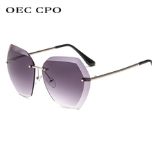 Ladies Oversized Rimless Sunglasses Women Men Brand Design Vintage Sun Glasses For Men Female Metal Eyewear UV400 O10 2024 - buy cheap