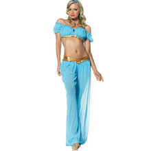Top Quality 2018 Arabian Princess Jasmine Aladdin Costume Adult Women Halloween Cosplay Sexy Belly Dance Dress Plus Size S-XXL 2024 - buy cheap