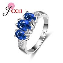Anillos de cristal austriaco para mujer, joyería de Boda nupcial, anillo de compromiso de Plata de Ley 925 2024 - compra barato
