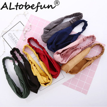 ALTOBEFUN Retro Style Suede Girl Hair Band Women's Simple Handmade Solid Color Cross Elastic Headband Hair Accessories TC027 2024 - buy cheap