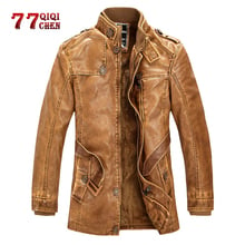 Thick Fleece PU Leather Jacket Mens Warm New 2020 Plus Size 4XL Warm Outerwear Faux Leather Motorcycle Jackets jaqueta couro 2024 - buy cheap