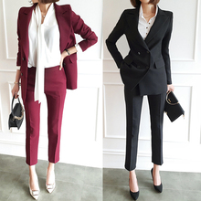 Woman suits lady suit office Spring temperament Slim casual business professional OL solid color jacket + pants two-piece suit 2024 - buy cheap