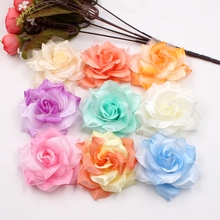 10pcs Large Silk 2 Color Fire Rose Artificial Flower Head For Wedding Decoration DIY Garland Decorative Floristry Fake Flowers 2024 - buy cheap